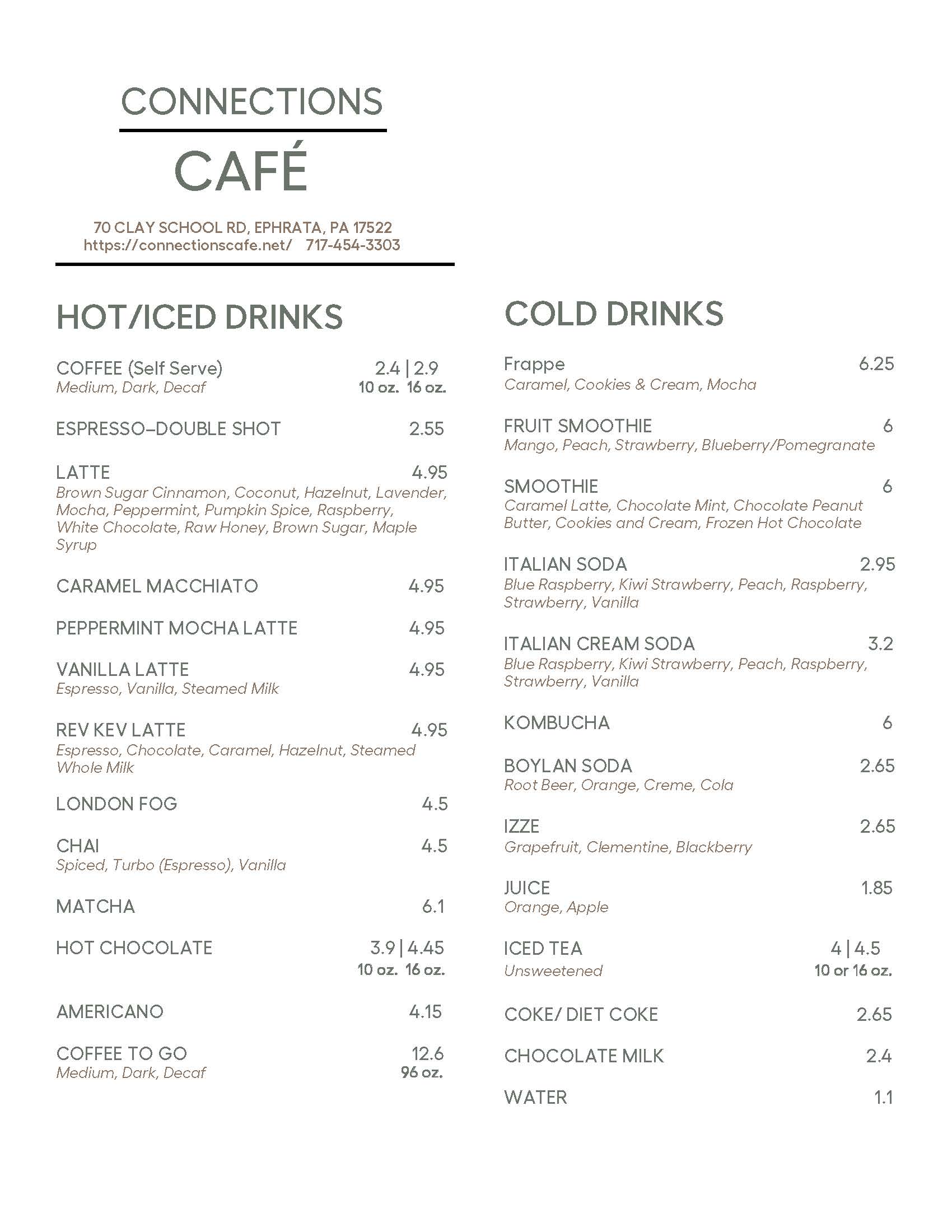 Cafe menu page 2